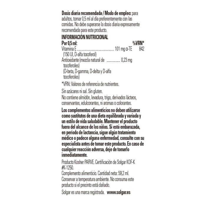 Solgar - Vitamina E líquida - 59,2 ml