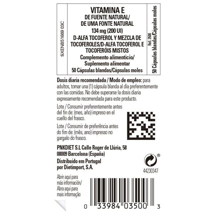 Solgar - Vitamina E 200 UI - 50 cápsulas blandas