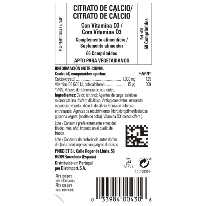 Solgar - Citrato de Calcio con Vitamina D3 - 60 comprimidos