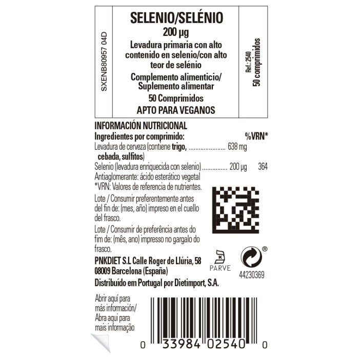 Solgar - Selenio 200 μg en levadura - 50 comprimidos