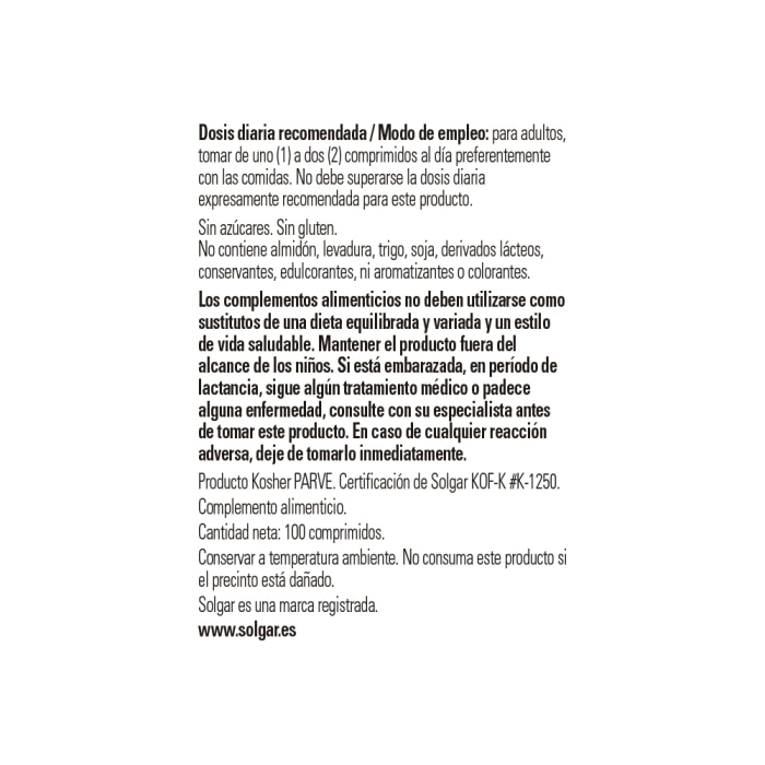 Solgar - Selenio 100 μg - 100 comprimidos