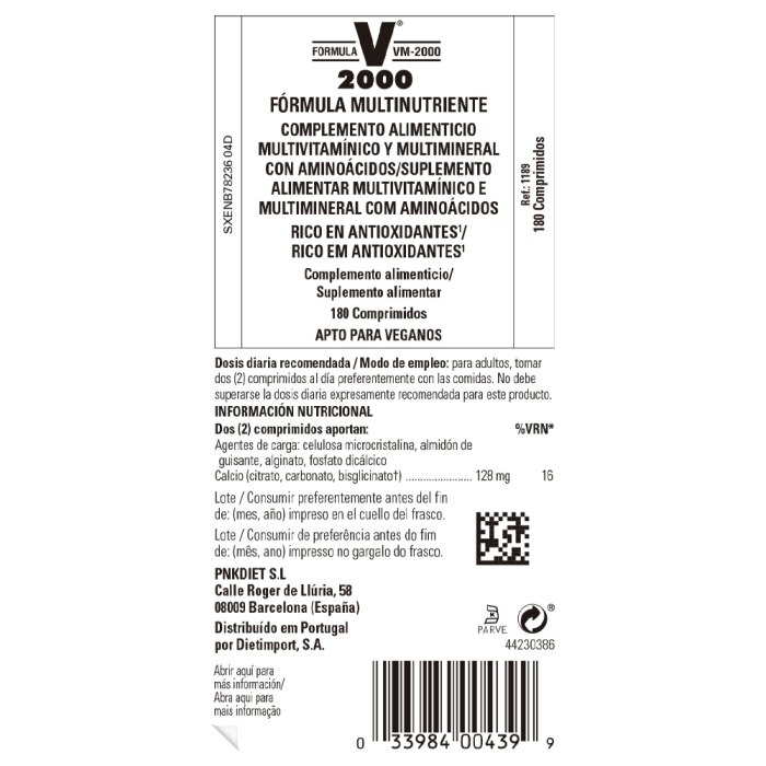 Solgar - Fórmula VM-2000 - 180 comprimidos