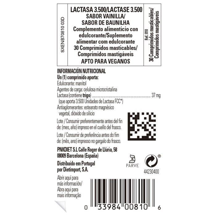 Solgar - Lactasa 3500 - 30 comprimidos masticables