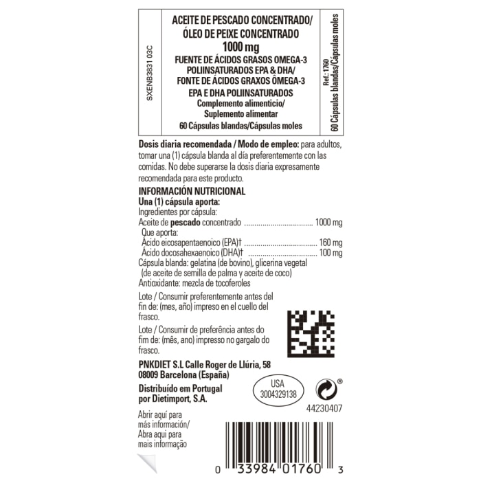Solgar - Aceite de pescado concentrado 1000 mg - 60 cápsulas blandas