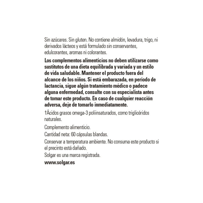 Solgar - Aceite de pescado concentrado 1000 mg - 60 cápsulas blandas