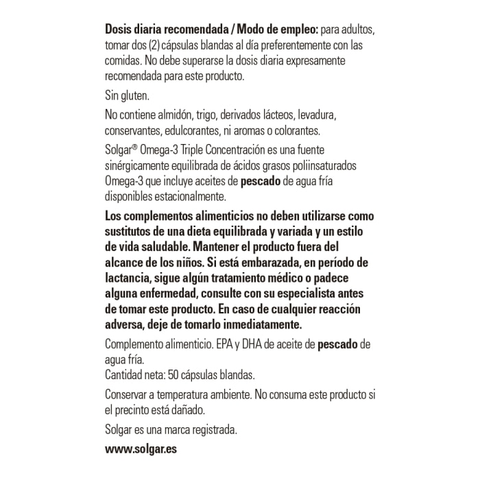 Solgar - Omega 3 triple concentración - 50 cápsulas blandas
