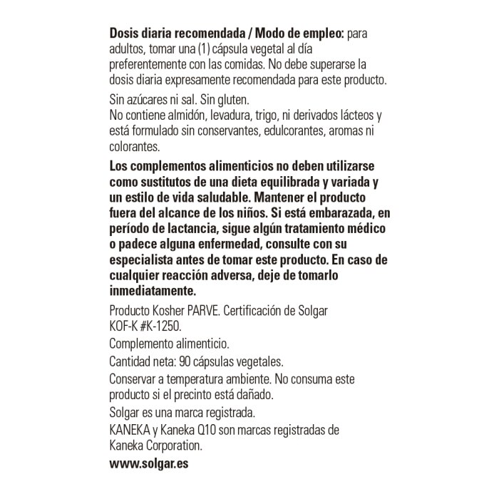 Solgar - Coenzima Q-10 30 mg - 90 cápsulas vegetales