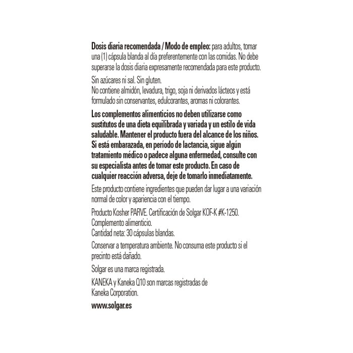 Solgar - Coenzima Q-10 100 mg - 30 cápsulas blandas