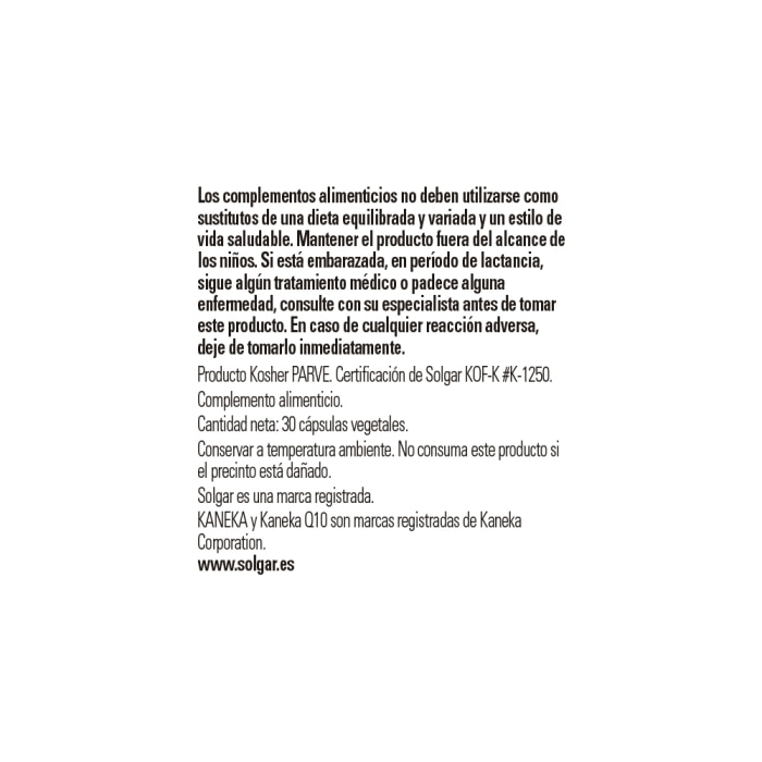 Solgar - Coenzima Q-10 200 mg - 30 cápsulas vegetales