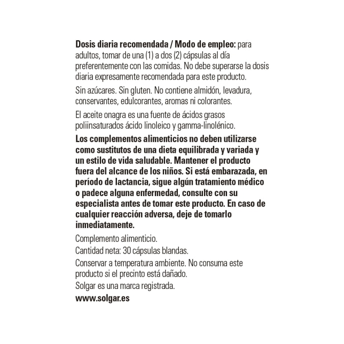 Solgar - Aceite de prímula de rosa 1300 mg - 30 cápsulas blandas