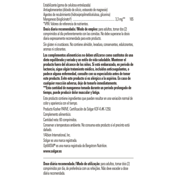 Solgar - Glucosamina MSM Complex - 60 comprimidos