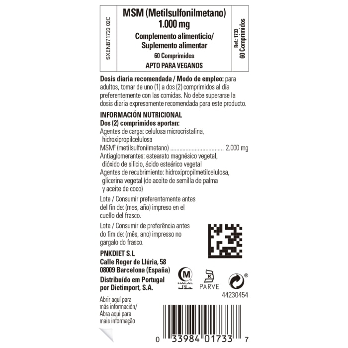 Solgar - MSM (Metilsulfonilmetano) 1000 mg - 60 comprimidos