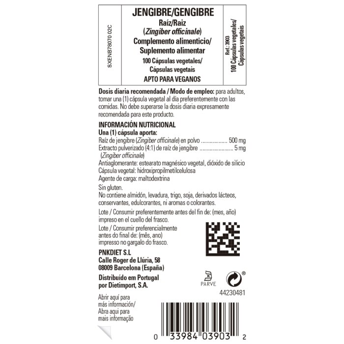 Solgar - Jengibre raíz - 100 cápsulas vegetales