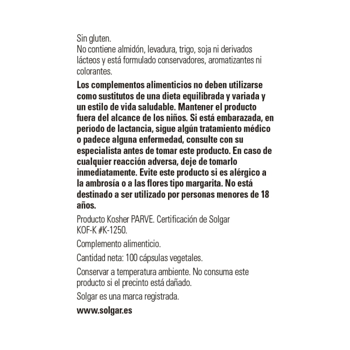 Solgar - Cardo María - 100 cápsulas vegetales