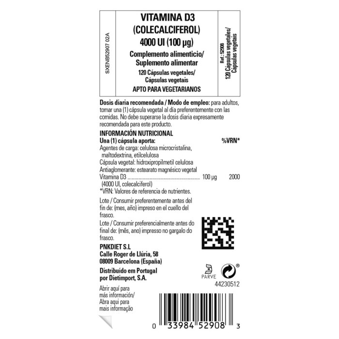 Solgar - Vitamina D3 4000 UI (100 µg) - 120 cápsulas vegetales