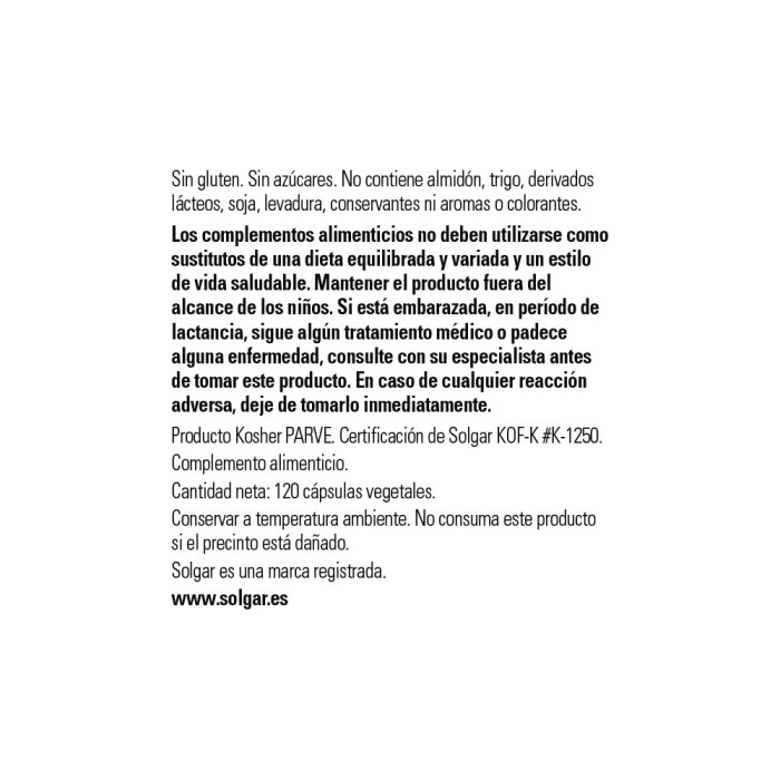 Solgar - Vitamina D3 4000 UI (100 µg) - 120 cápsulas vegetales