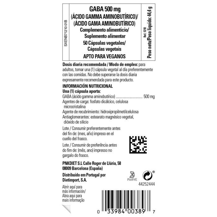 Solgar - GABA 500 mg (ácido gamma aminobutírico) - 50 cápsulas vegetales