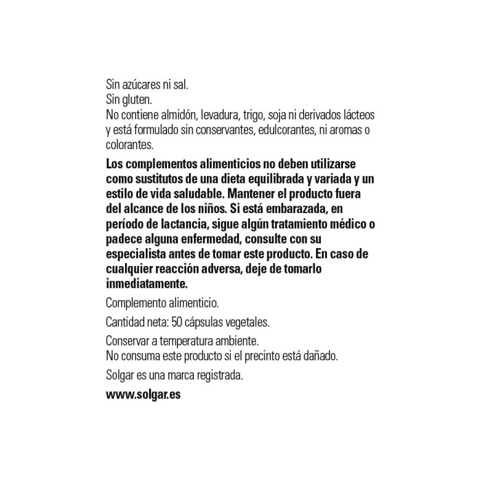 Solgar - GABA 500 mg (ácido gamma aminobutírico) - 50 cápsulas vegetales