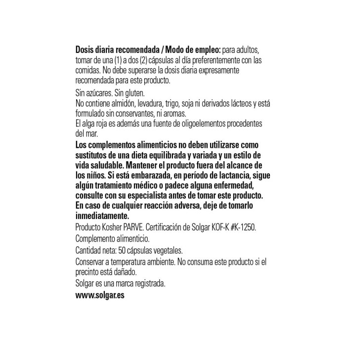 Solgar - Sílice oceánico - 50 cápsulas vegetales