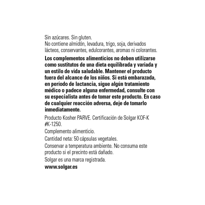 Solgar - Colina/Inositol - 50 cápsulas vegetales