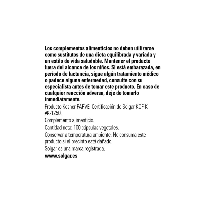Solgar - Colina 350 mg - 100 cápsulas vegetales