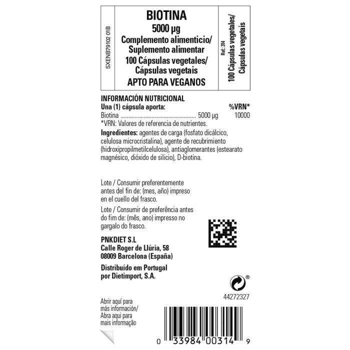 Solgar - Biotina 5000 μg - 100 cápsulas vegetales