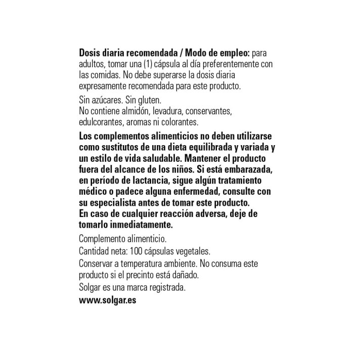 Solgar - Biotina 5000 μg - 100 cápsulas vegetales
