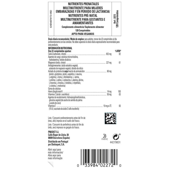 Solgar - Nutrientes prenatales - 120 comprimidos