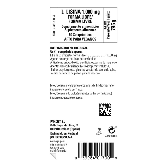 Solgar - L-lisina 1000 mg - 100 comprimidos