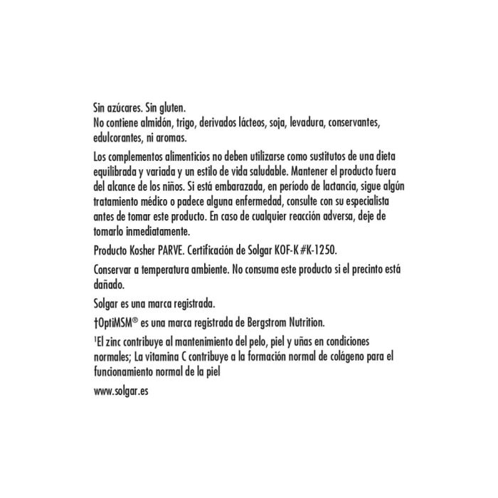 Solgar - Fórmula Pelo Piel y Uñas - 60 comprimidos