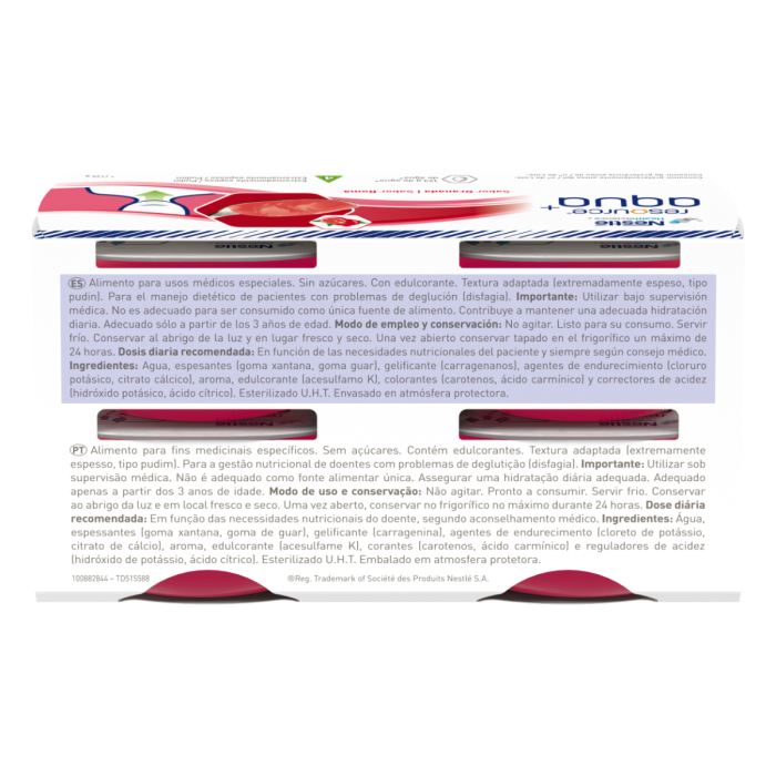 Resource® Aqua+ Gelificada -  Granada - Pack 4 tarrinas de 125g
