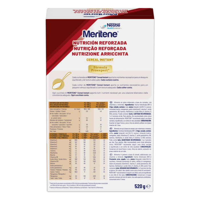 Meritene® Nutrición Reforzada Cereal Instant - Cereales con Miel - 1 sobre de 520g