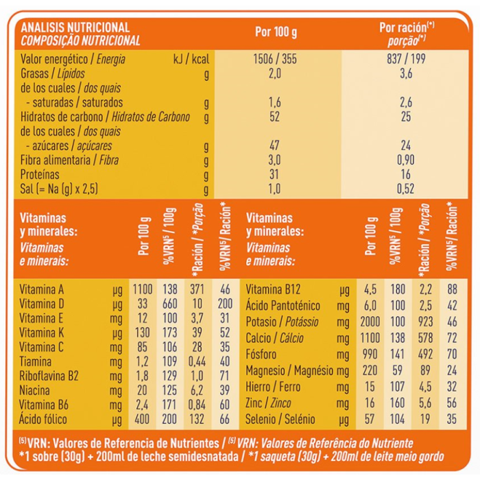 Meritene® Fuerza y Vitalidad Fibra - Batido Vainilla - 14 sobres de 35g