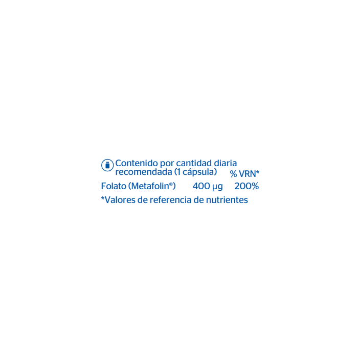 Tabla nutricional Pure® Encapsulations Folato 400 90 cápsulas