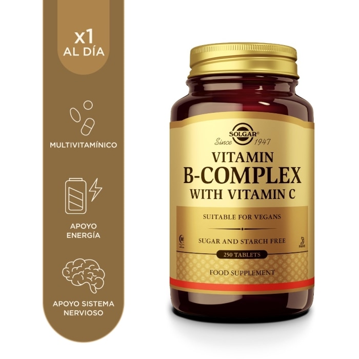 Solgar - Vitamina B-complex con Vitamina C - 250 comprimidos