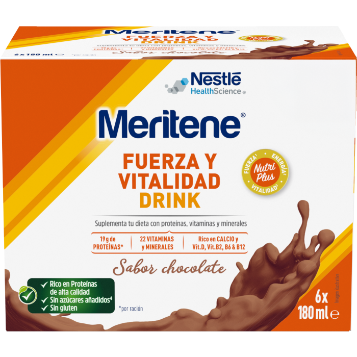 Meritene® Fuerza y Vitalidad Drink - Chocolate - 6 unidades de 180ml