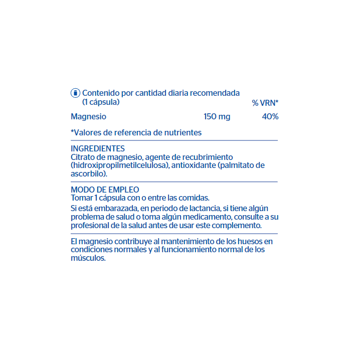 Tabla nutricional Pure® Encapsulations Magnesio Citrato 90 cápsulas