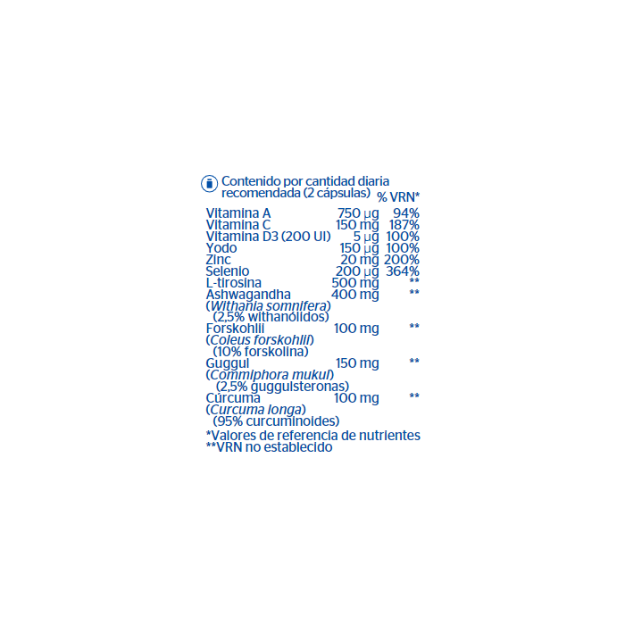Tabla nutricional Pure® Encapsulations Thyroid Support Complex 120 cápsulas